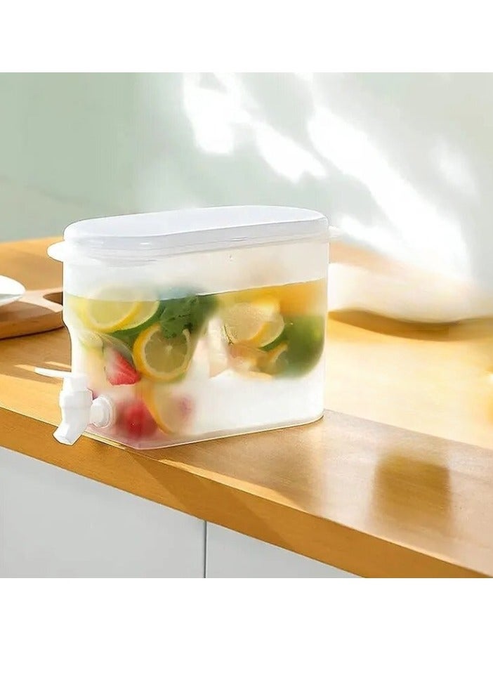 AROAQ Water Jug With Faucet, Large Capacity Beverage Dispenser, Portable And Convenient Household Refrigerator Drinkware Container, Strong Durable Cold Water Pitcher For Home Office Party, (3.5L) - Image 1