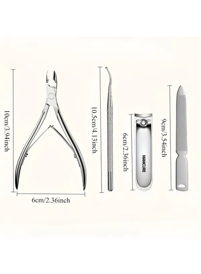 مجموعة رائعة مكونة من 5 قطع من مقصات التجميل للجمال، كلابر أظافر، مبرد وملقط من الجلد الأبيض - Image 4