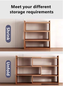 Kutis 5-Tier Desktop Bookcase Retractable Bookcase Brown 120x17x80 cm  - Image 5