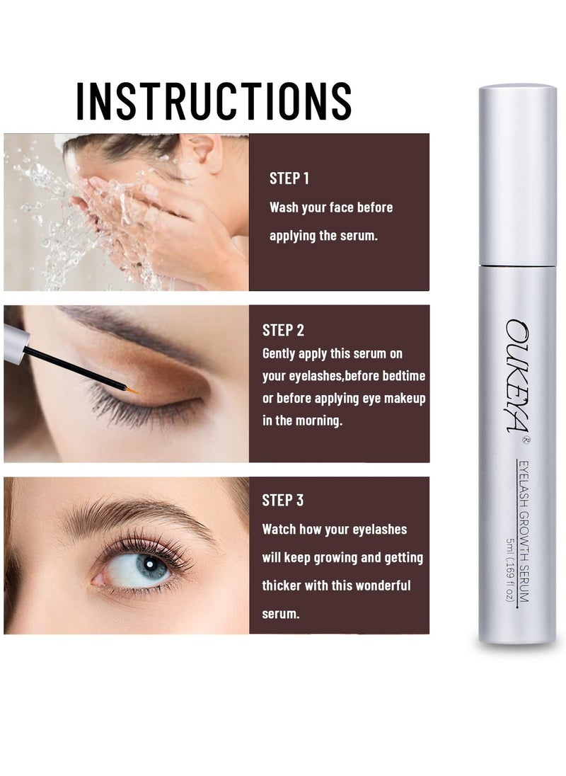 OUKEYA - Eyelash Growth Serum Fuller and Longer Looking Eyelashes Lash Enhancing Serum for Natural Lashes or Lash Extensions and Brows Vegan and Cruelty - Image 1