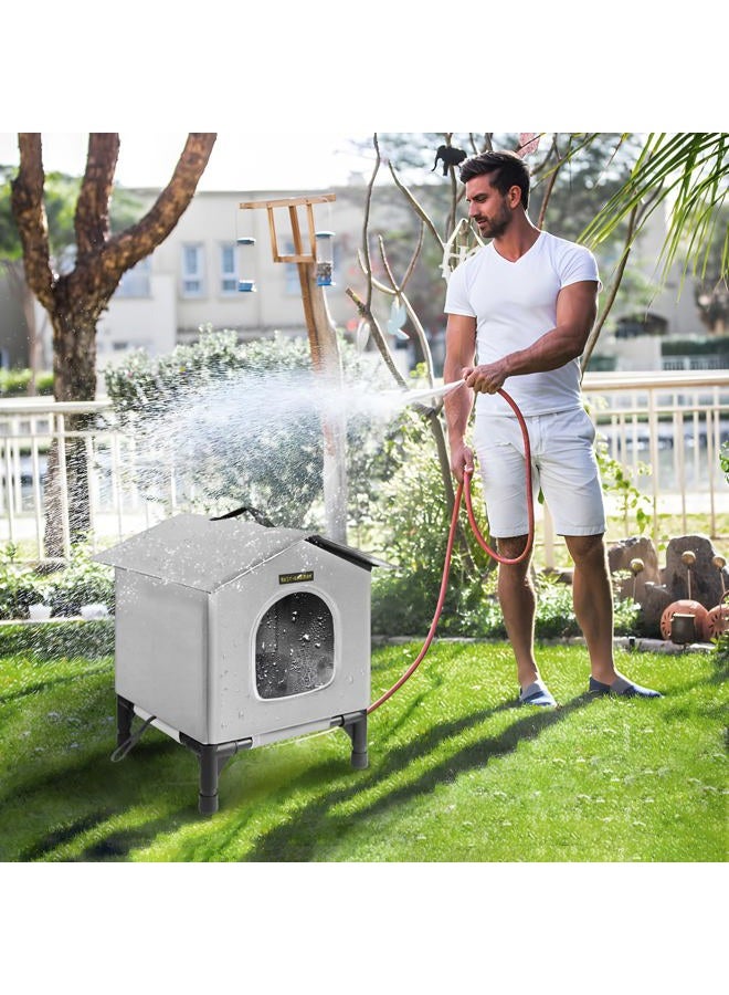 Rest-Eazzzy Heated Cat House for Indoor Cats in Winter, Waterproof, Fully Insulated Shelter for Stray and Feral Cats, Great for Cat Houses for Indoor Cats and Cat Beds for Indoor Cats (Grey, S-Heat) - Image 5