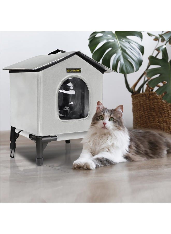 Rest-Eazzzy Heated Cat House for Indoor Cats in Winter, Waterproof, Fully Insulated Shelter for Stray and Feral Cats, Great for Cat Houses for Indoor Cats and Cat Beds for Indoor Cats (Grey, S-Heat) - Image 2
