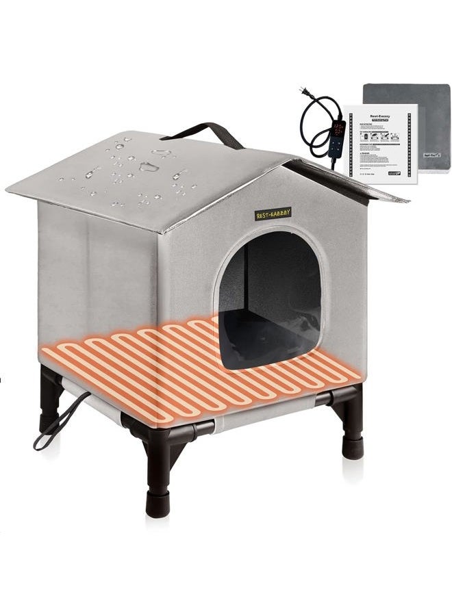 Rest-Eazzzy Heated Cat House for Indoor Cats in Winter, Waterproof, Fully Insulated Shelter for Stray and Feral Cats, Great for Cat Houses for Indoor Cats and Cat Beds for Indoor Cats (Grey, S-Heat) - Image 1