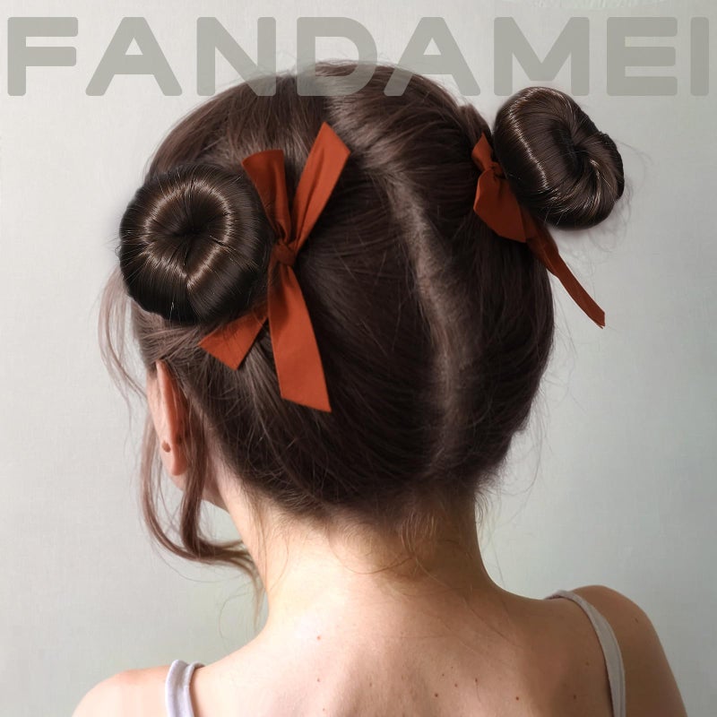 FANDAMEI Hair Bun Maker for Kids, 4PCS Donut Bun Maker Small with 4PCS Extra Small Hair Buns Kit. Ballet Hair Bun Maker for Kids, Hair Bun Set with Elastic Hair Ties, Hair Pins.(Brown) - Image 5