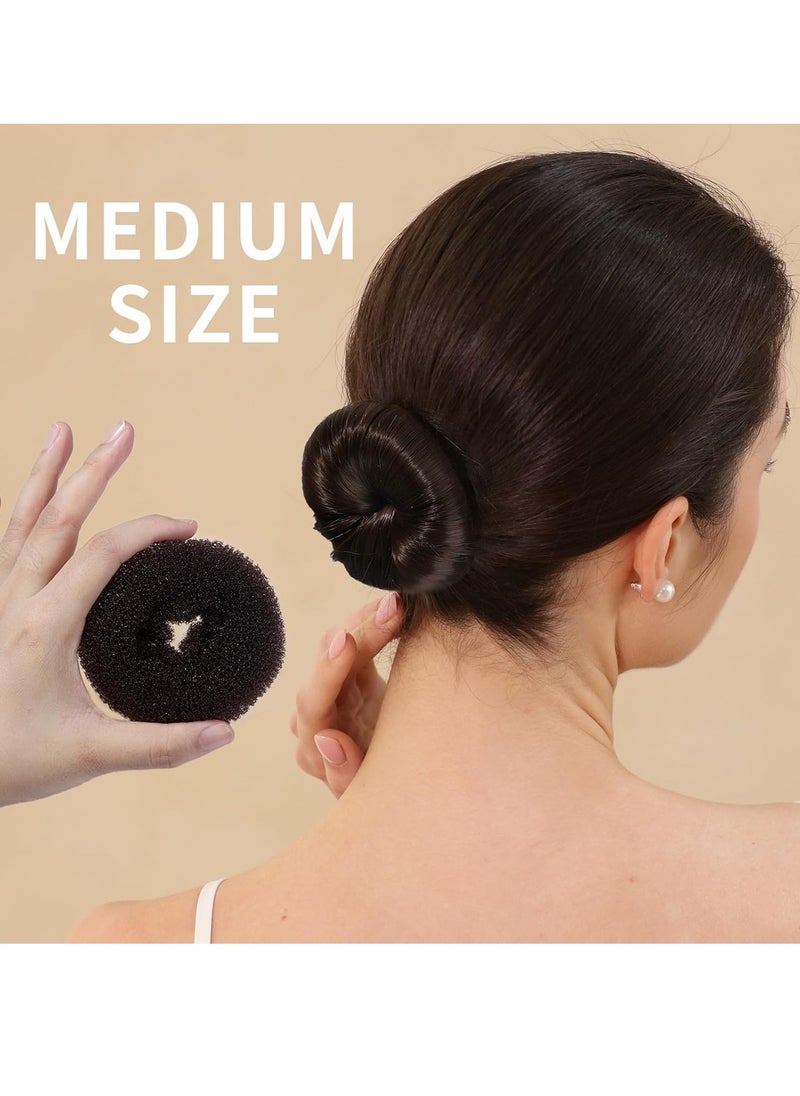 FANDAMEI FANDAMEI 4PCS Donut Bun Makers for Kids with 4PCS Extra Small Hair Buns Kit, Ballet Bun Set with Elastic Hair Ties and Pins (Brown)  - Image 5