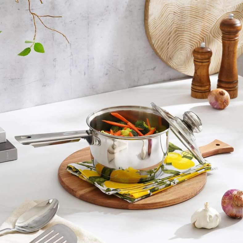 Pan Home Amara Sauce Pan with Lid - Chrome - Image 1