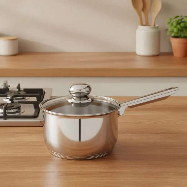 Pan Home Amara Sauce Pan with Lid - Chrome - Image 3