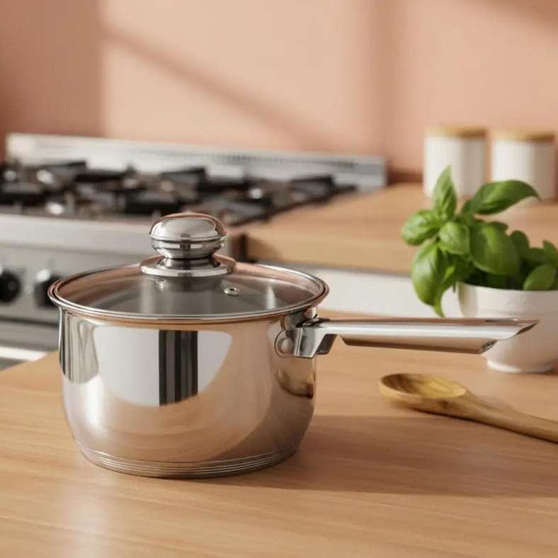 Pan Home Amara Sauce Pan with Lid - Chrome - Image 2
