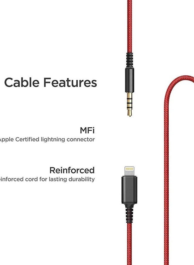 Thore ENCASED Thore Over Ear iPhone Headphones with Lightning Connector (Apple MFi Certified) – Closed Back Studio DJ Monitor Earphones (50mm Neodymium Drivers) (V200 Black/Red) - Image 5