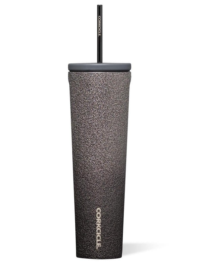Corkcicle Cold Cup Insulated Tumbler with Straw - Keeps Drinks Cold for 12 Hours - Triple-Insulated Stainless Steel - Leak-Resistant Lid - Summer Drinkware Gift - 24 oz - Steel Shadow