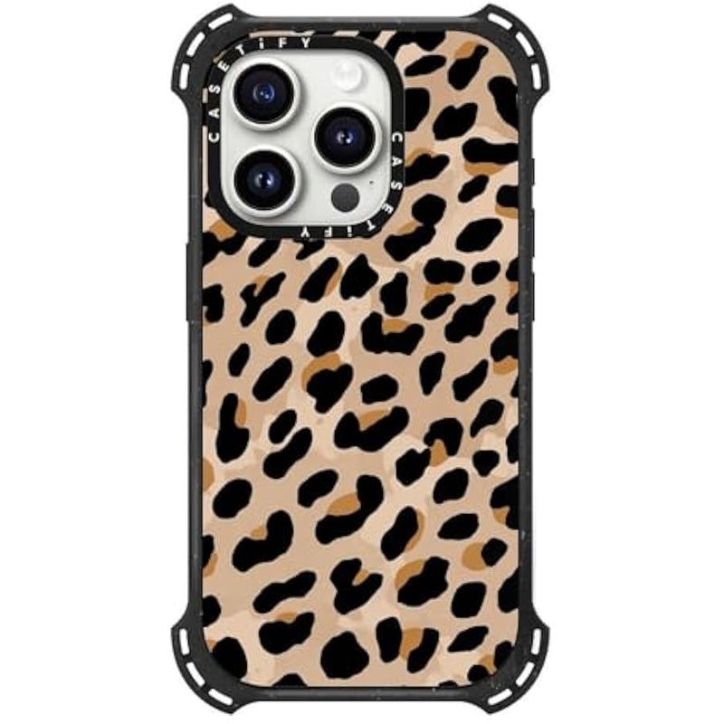 كاستيفي CASETiFY Bounce iPhone 15 Pro Case 【6X Military Grade Drop Tested / 21.3ft Drop Protection/Compatible with Magsafe】 - Leopard Print - Triple Black - Image 3