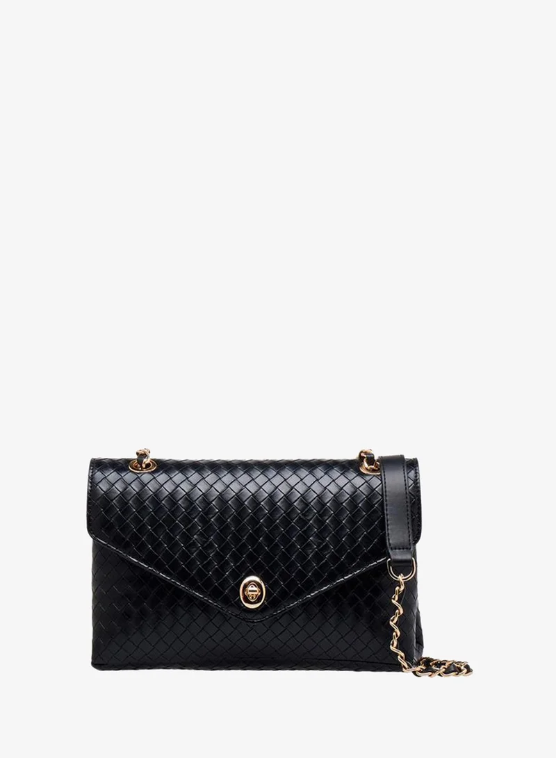 Le Confort Weave Textured Crossbody Bag with Chain Strap