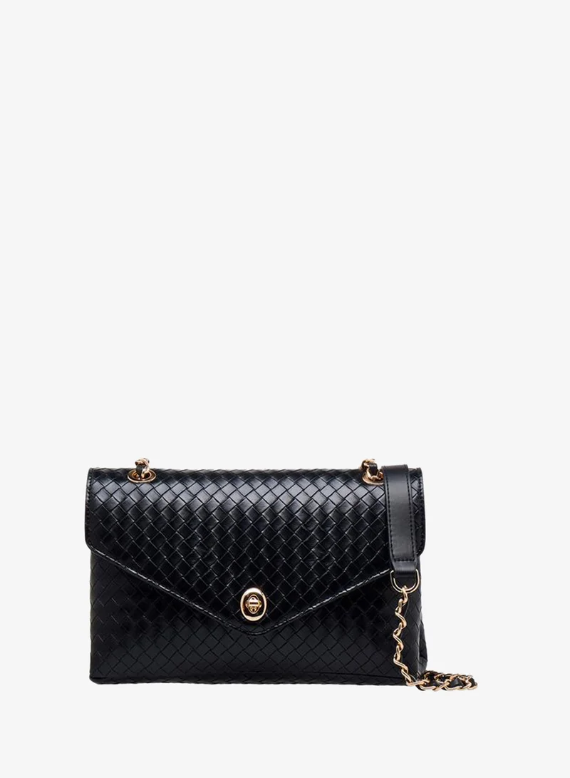 Le Confort Weave Textured Crossbody Bag with Chain Strap
