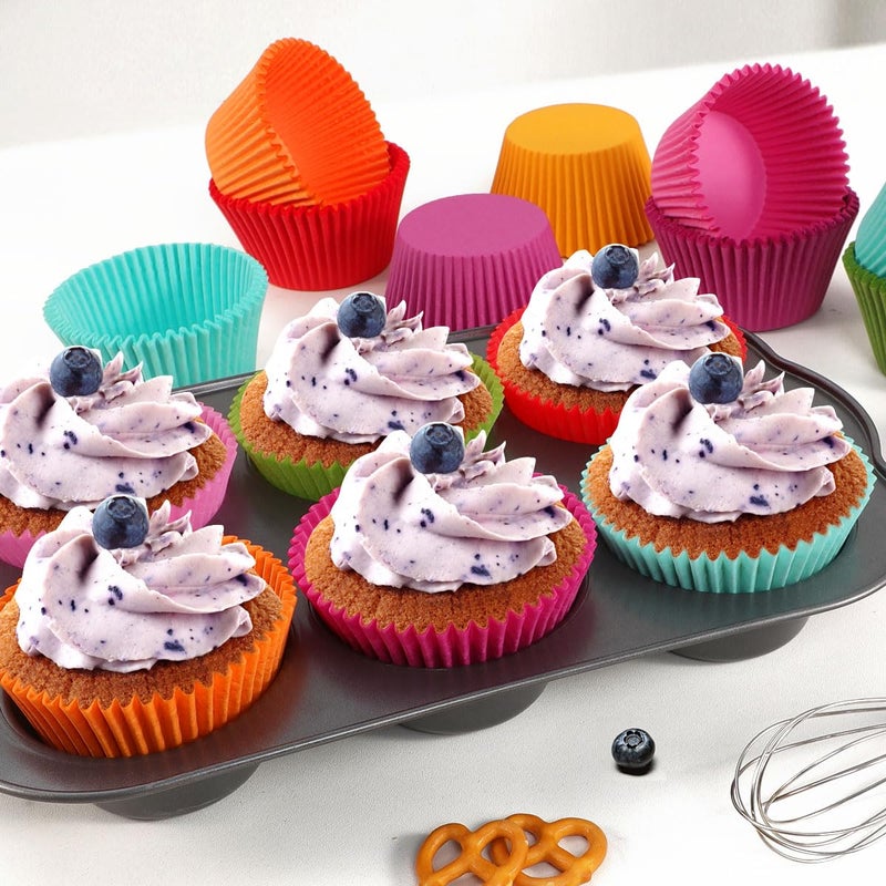 Caperci Bright Rainbow Jumbo Cupcake Liners Extra Large Muffin Baking Cups 300-Count, Odorless, Upgraded & Food Grade Grease-Proof Paper - Image 3