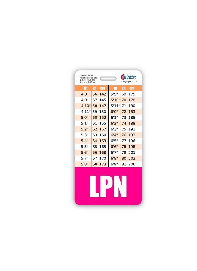 Scrubs and Stuff LLC Lpn Badge Buddy Vertical W/Height & Weight Conversion Charts (Pink)  - Image 2