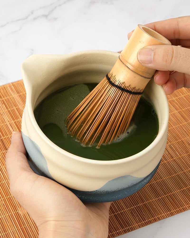 Joiish Matcha Whisk Set, 5 Pieces Ocean-Inspired Matcha Kit, Ceramic Bowl with Spout, Chasen Holder, Bamboo Whisk & Scoop and Stainless Steel Sifter, Premium Macha Tea Gift - Image 4
