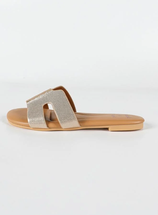 Sneak-a-Peek Sneak-a-Peek Shimmer Strap Open Toe Flat Sandals