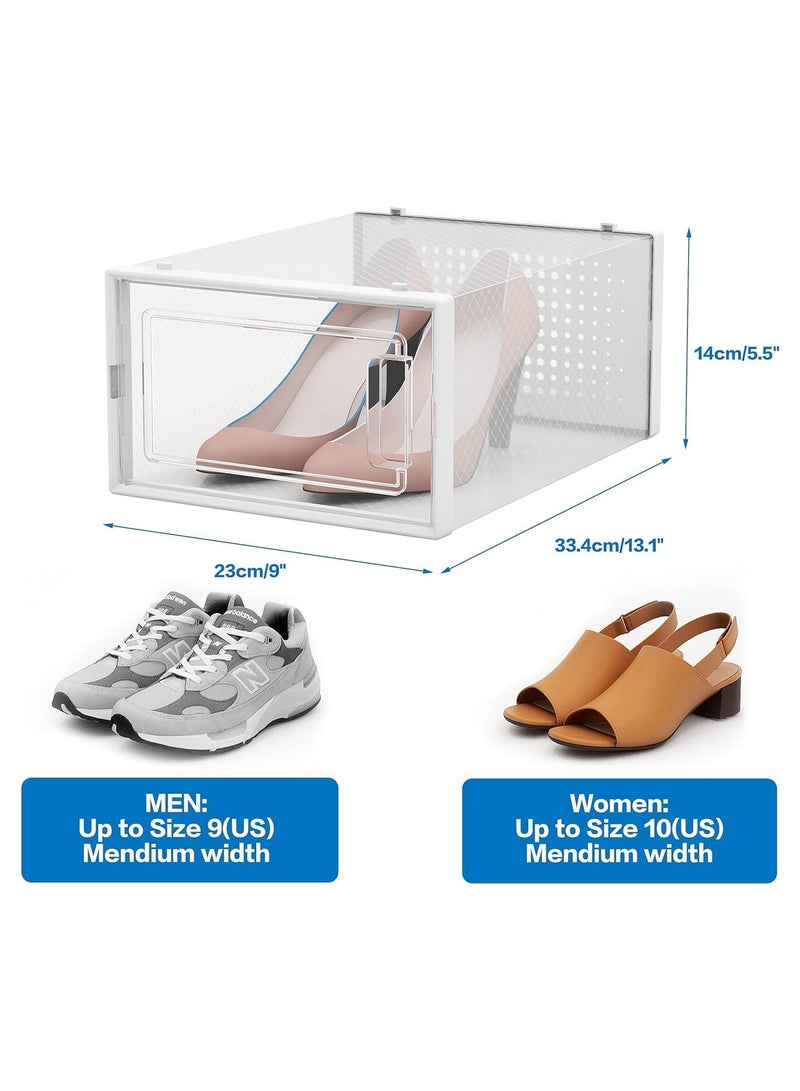 BLOOMING TIME Shoe Storage Boxes, Shoe Storage Organzier, Foldable Shoes Boxes Clear Plastic Stackable, Shoes Organzier, Sturdy Shoe Box Storage Container, Foldable Shoe Rack Sneaker Container - 4pc - Image 2