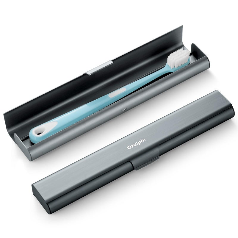 Oralphi Aluminum Toothbrush Travel Case, Portable Travel Toothbrush Holder, Durable Manual Toothbrush Box Container for Traveling, Bathroom, Camping, Business Trip-Gray Blue - Image 1