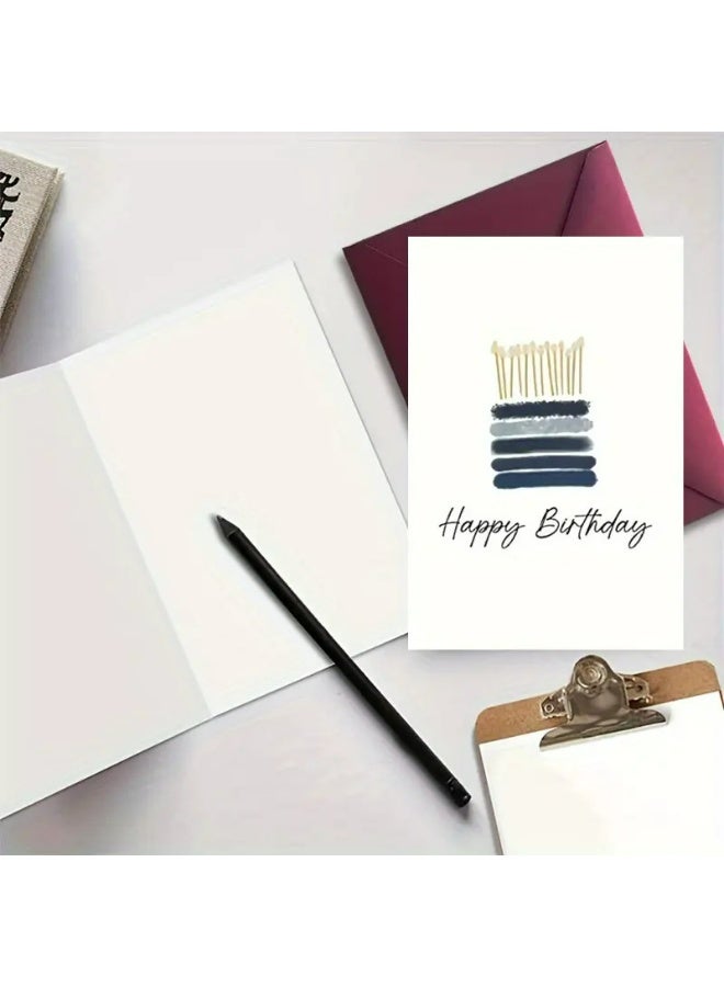Kandid بطاقة تهنئة بعيد الميلاد مع ظرف، تصميم مطبوع (عيد ميلاد سعيد، كعكة بسيطة) - Image 5