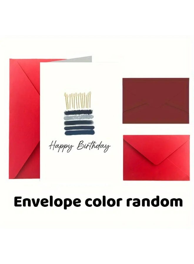 Kandid بطاقة تهنئة بعيد الميلاد مع ظرف، تصميم مطبوع (عيد ميلاد سعيد، كعكة بسيطة) - Image 3