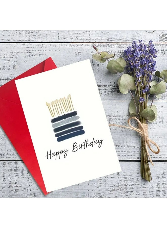 Kandid بطاقة تهنئة بعيد الميلاد مع ظرف، تصميم مطبوع (عيد ميلاد سعيد، كعكة بسيطة) - Image 2