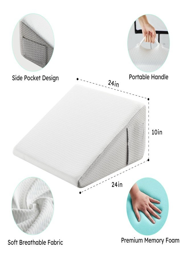 Bedluxe Wedge Pillow, 10 inch Bed Wedge Pillow for Headboard, Pillow Wedge for Acid Reflux Relief, Sleeping, Back Pain Relief, Snoring, Triangle Pillow Wedge, White/Grey - Image 5