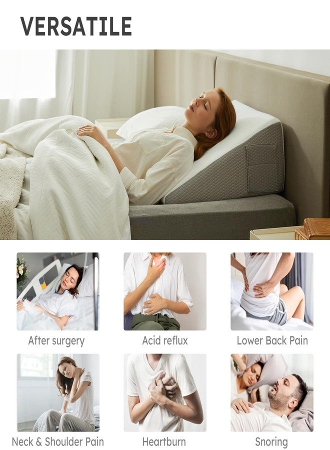 Bedluxe Wedge Pillow, 10 inch Bed Wedge Pillow for Headboard, Pillow Wedge for Acid Reflux Relief, Sleeping, Back Pain Relief, Snoring, Triangle Pillow Wedge, White/Grey - Image 4