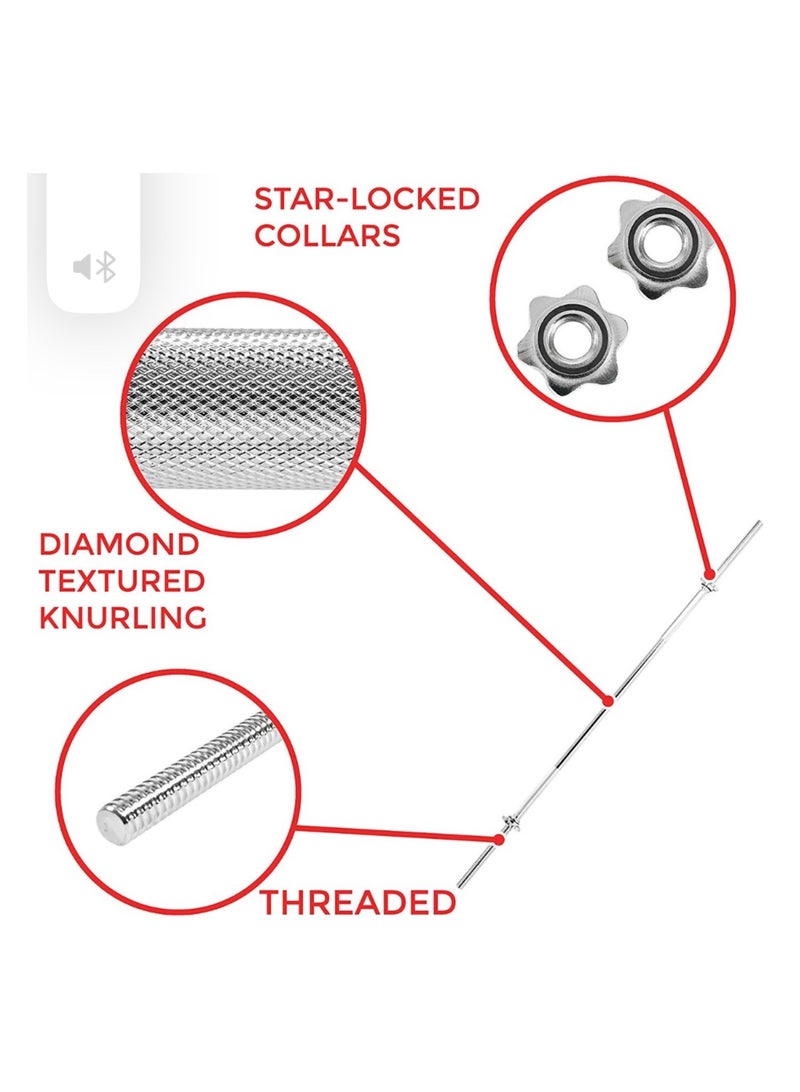 H PRO Pro 150 Cm Chrome Bar|Durable And Versatile Barbell For Strength Training - Image 3