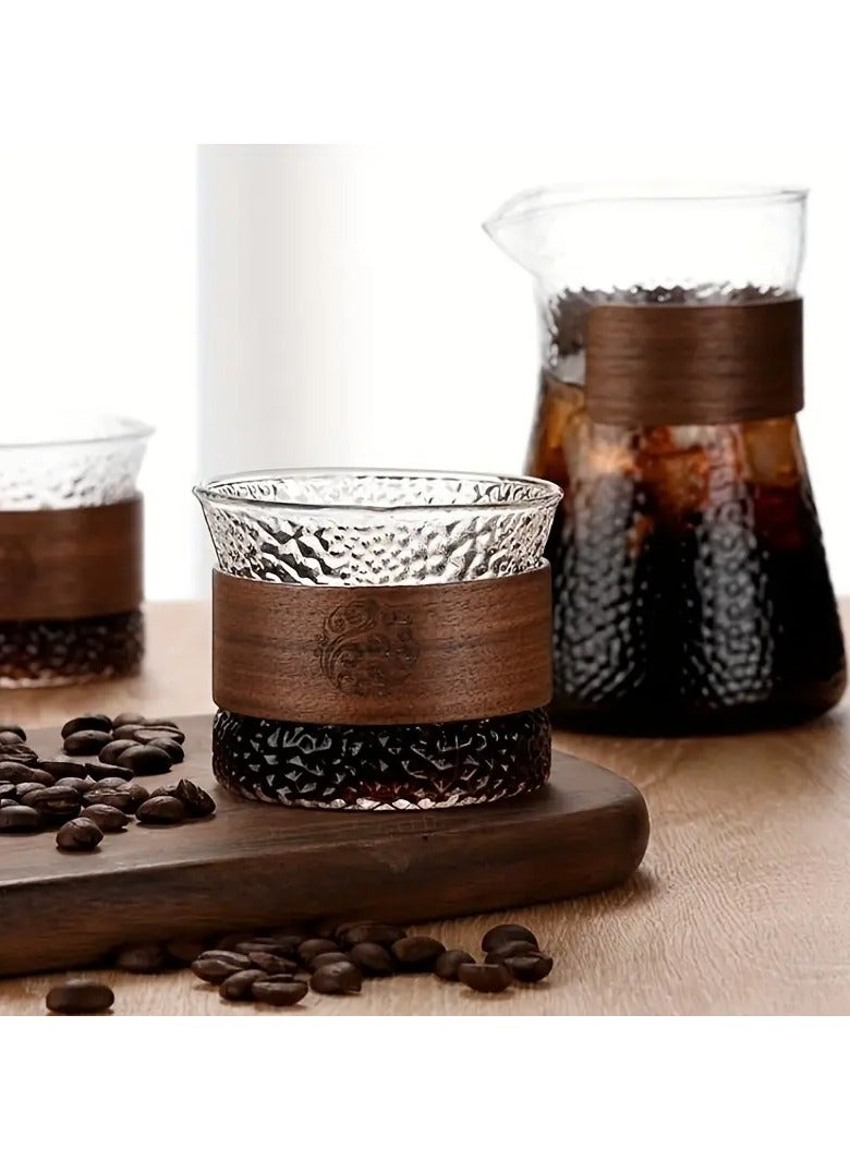 كوب من البايركس بسطح منقوش واطارخشبي انيق سعة 150 مل للمشروبات الساخنه والقهوة المختصة - Image 3