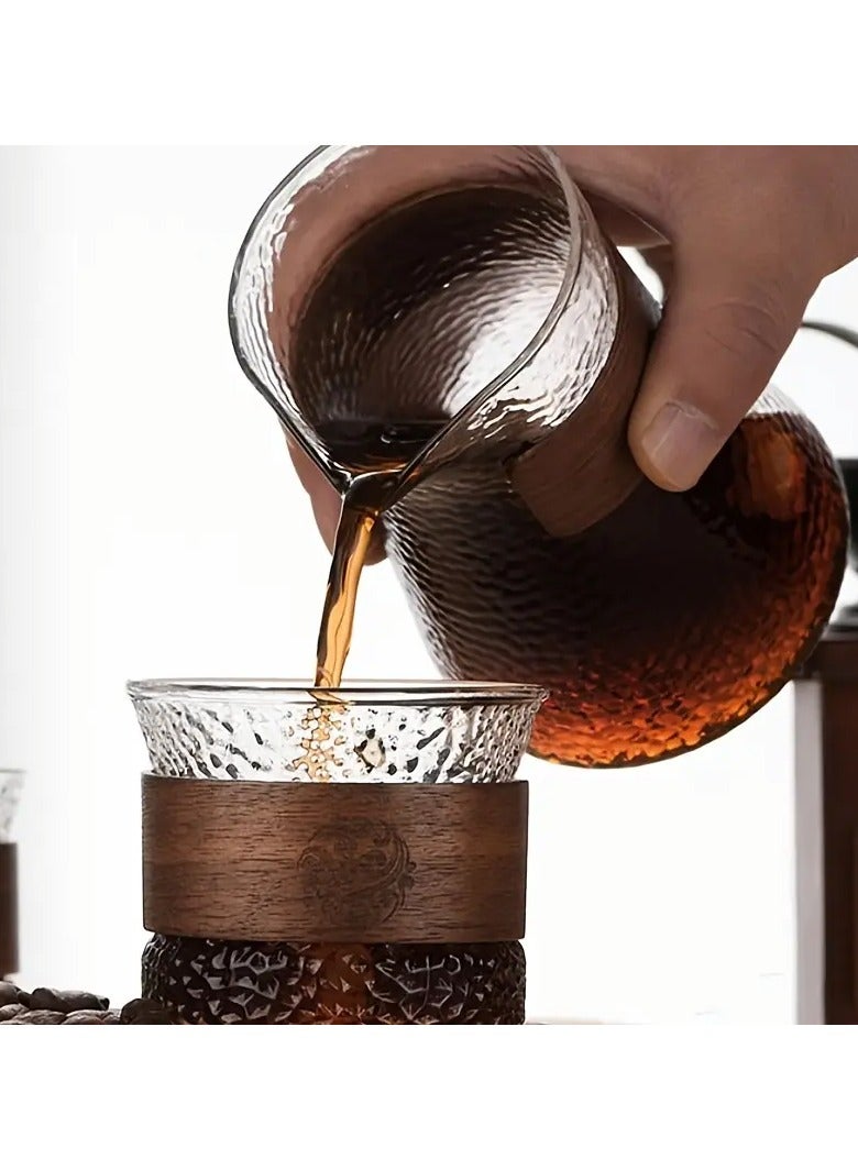 كوب من البايركس بسطح منقوش واطارخشبي انيق سعة 150 مل للمشروبات الساخنه والقهوة المختصة - Image 2