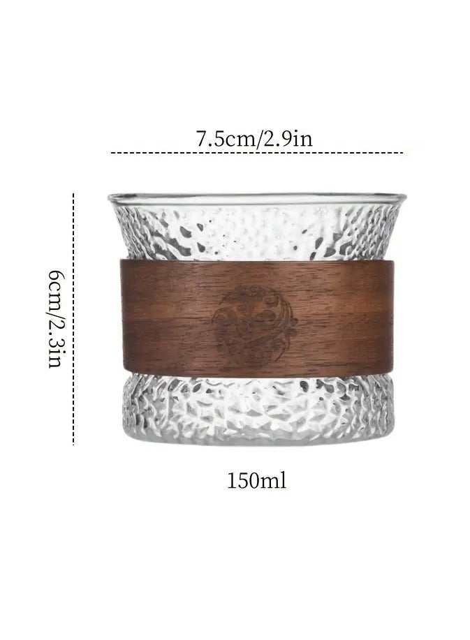 كوب من البايركس بسطح منقوش واطارخشبي انيق سعة 150 مل للمشروبات الساخنه والقهوة المختصة - Image 4