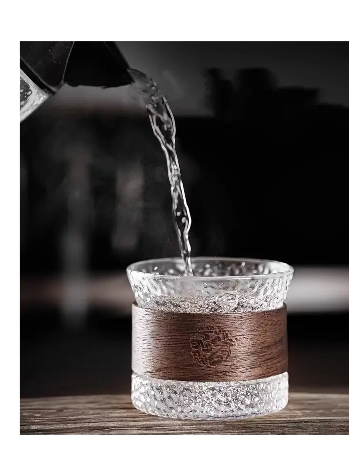 كوب من البايركس بسطح منقوش واطارخشبي انيق سعة 150 مل للمشروبات الساخنه والقهوة المختصة - Image 5