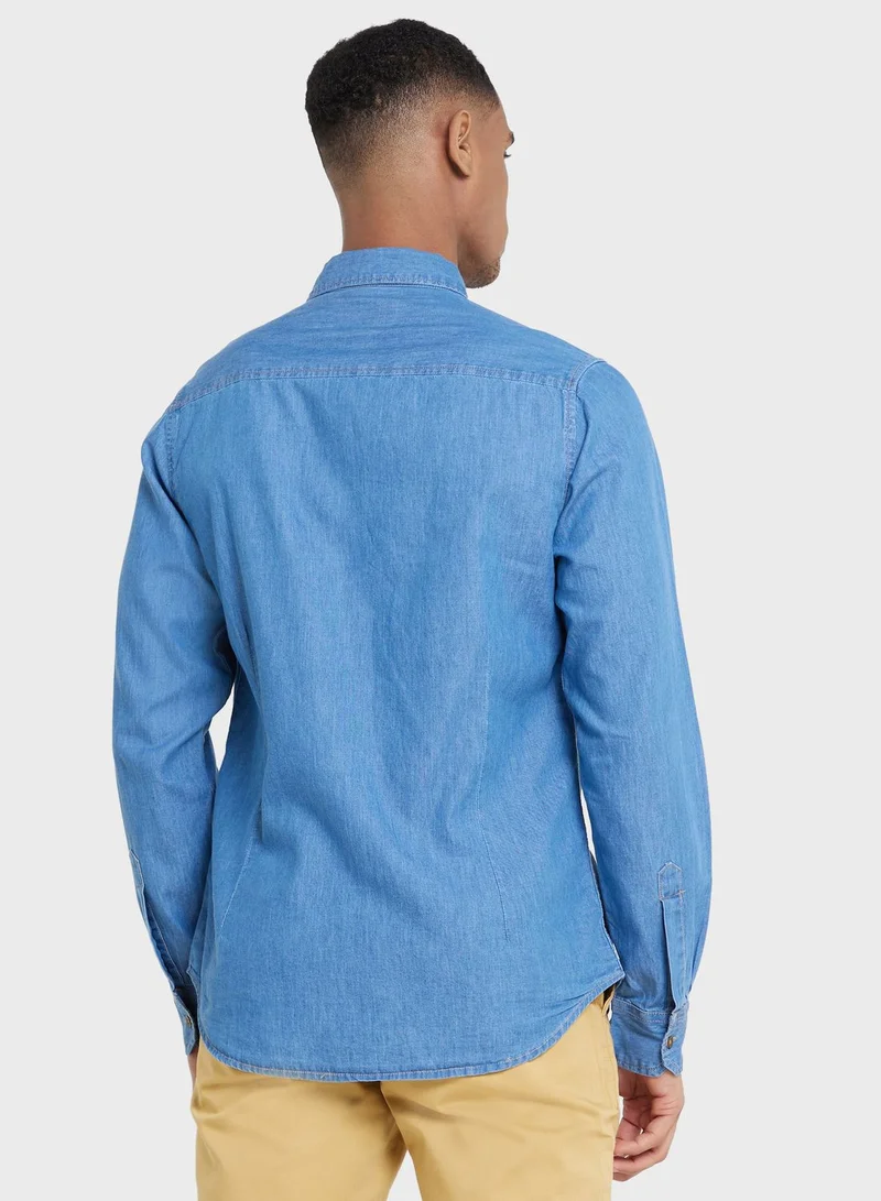 توماس سكوت قميص كاجوال رجالي توماس سكوت أزرق بقصة ضيقة ذكية