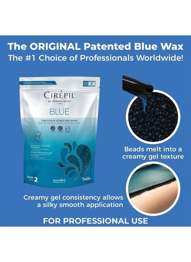 cirepil - Blue - 400g / 14.11 oz Wax Beads Bag - All-Purpose & Unscented - Perfect for Sensitive Skin - Disposable Blue Wax Refill Bag - Fluid Gel Texture, Easy Removal, Peel-Off Wax - No Strips Neede - Image 1