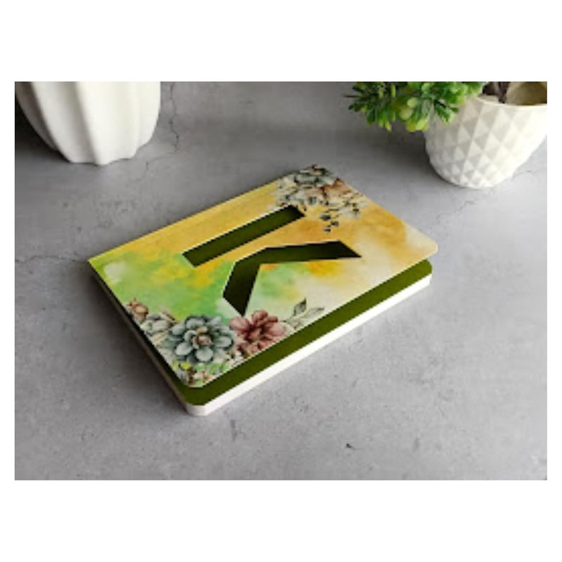 CRAFTOPIX Initial Alphabet K Lasercut Soft Bound Diary Notebook | B6 Size 6" x 4.9" Undated 192 Pages, 80 GSM | Perfect Binding Diary Use As Office, Personal & Journal Diary - Image 2