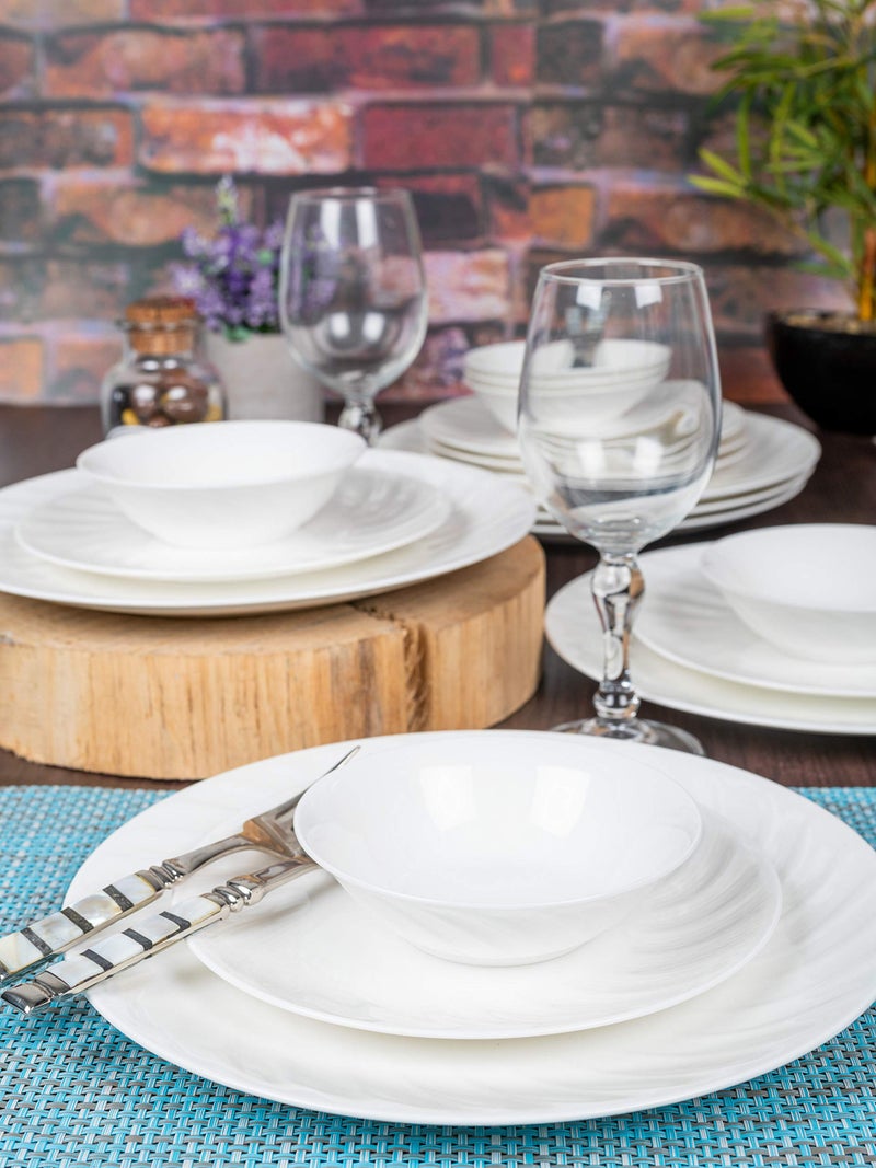 Goodhomes Bone China Full & Quarter Plate with Veg Bowl Set (Set of 12pcs) - Image 1