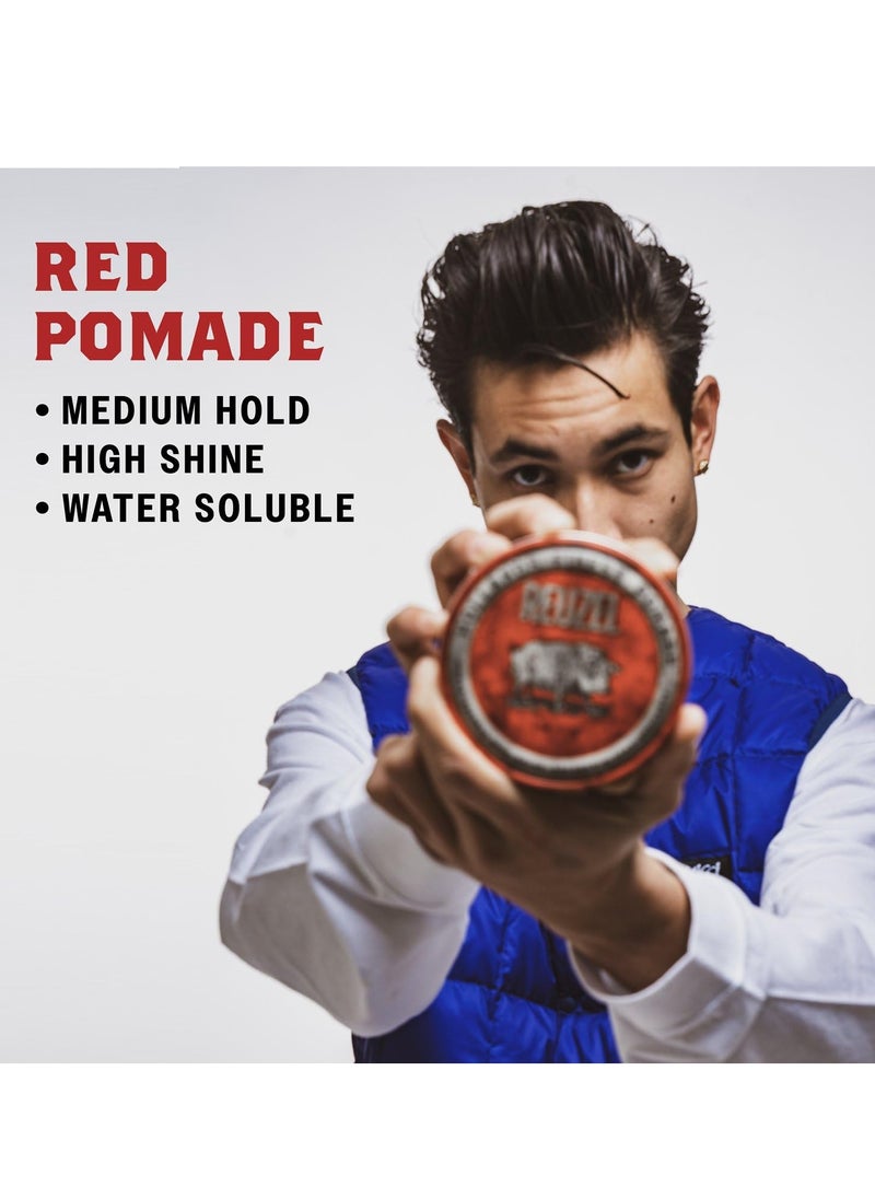 Reuzel - REUZEL Red Pomade, Medium All Day Hold, Water Soluble Styling, High Shine and Flake Free, Easy To Wash Out, For All Hairstyles - Image 1