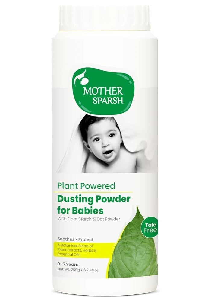 Mother Sparsh Plant Powered Dusting Powder for Babies - 200g | Talc Free with Corn Starch & Oat Powder - Image 1