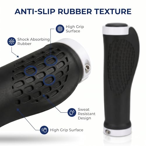 JERN Cycling Grips MTB Mountain Bike Handlebar Lock-on Rubber Grip Cover Bicycle Handlebar (White) - Image 2