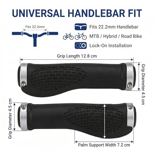 JERN Cycling Grips MTB Mountain Bike Handlebar Lock-on Rubber Grip Cover Bicycle Handlebar (White) - Image 5