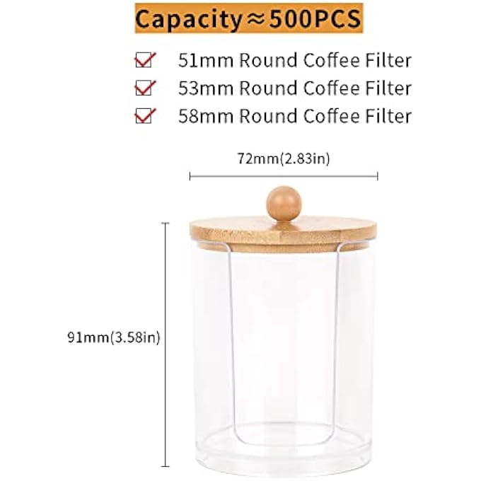 WATCHGET Espresso Paper Filter Holder With Lid Acrylic Coffee Filter Dispenser Compatible With 51Mm54Mm58Mm Round Paper Filters - Image 3