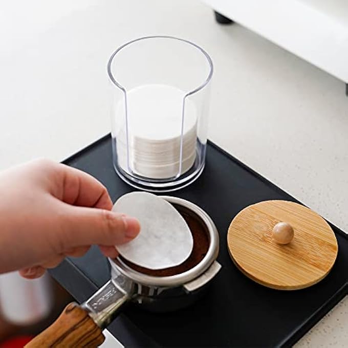 WATCHGET Espresso Paper Filter Holder With Lid Acrylic Coffee Filter Dispenser Compatible With 51Mm54Mm58Mm Round Paper Filters - Image 4