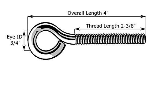 Hard-to-Find Fastener 014973454395 Eye Bolts, 5/16-18 x 4-Inch, 10-Piece - Image 2