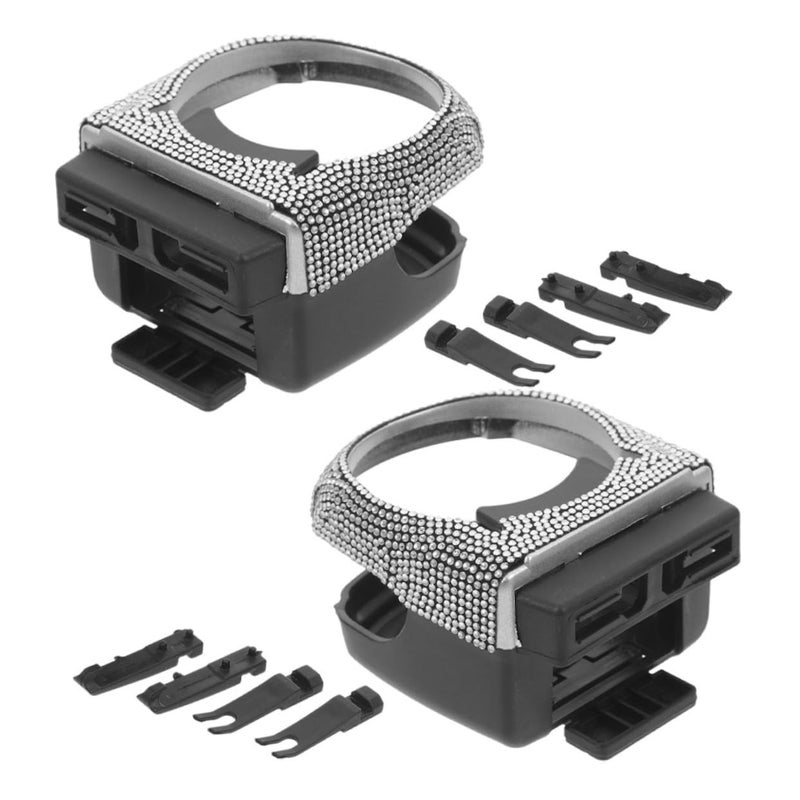 2Pcs Multi Functional Car Cup Holder Rhinestone Design Auto Drink Organizer - Image 2