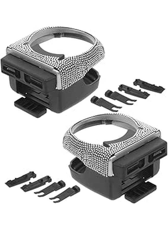 2Pcs Multi Functional Car Cup Holder Rhinestone Design Auto Drink Organizer - Image 1