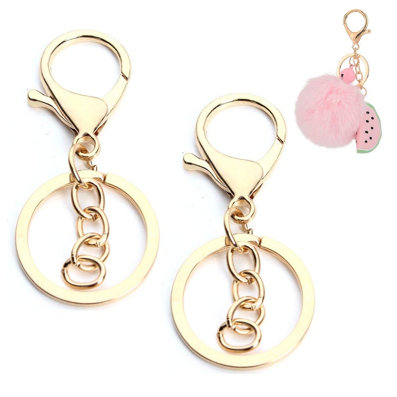 GBSTORE 10 Pcs Key Chain Ring Open Jump Rings with Lobster Clasps and Extension ChainKey Hook Key Ring Loop for Jewelry Making Finding DIY Key Chains Accessories Gold