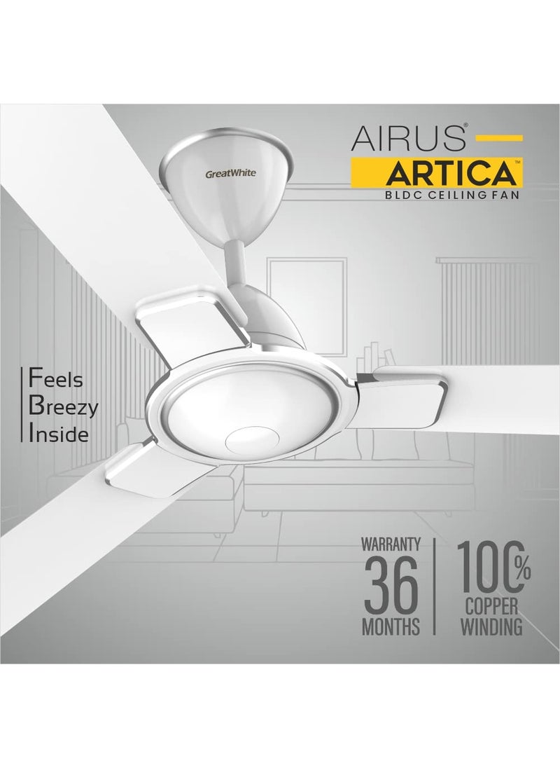 AIRUS AIRUS Great White BLDC ARTICA 1200mm48inch High speed 3 blade 32W BLDC Ceiling Fan 5 Star Pearl White  - Image 4
