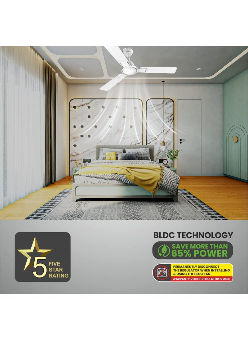 AIRUS AIRUS Great White BLDC ARTICA 1200mm48inch High speed 3 blade 32W BLDC Ceiling Fan 5 Star Pearl White  - Image 3