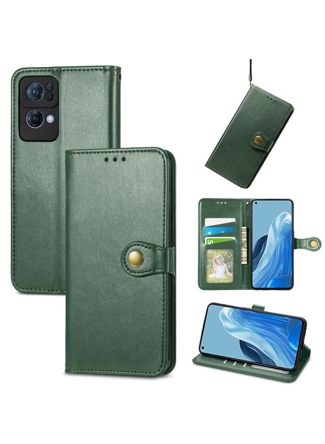 اس-توب جراب لهاتف OPPO Reno7 Pro 5G، جراب هاتف من الجلد بلون سادة مع مشبك - Image 1